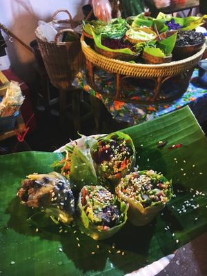 Vegan rolls at Night Market - Vegan Wrap Stall in Pai