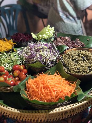Fresh salad for the wrap at Night Market - Vegan Wrap Stall in Pai