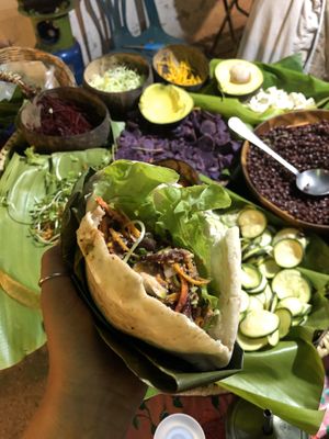 Finished pita bread at Night Market - Vegan Wrap Stall in Pai