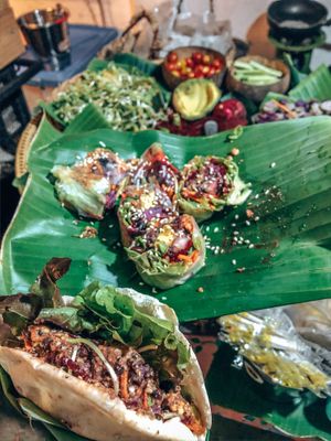 Vegan wrap and pita bread salad at Night Market - Vegan Wrap Stall in Pai