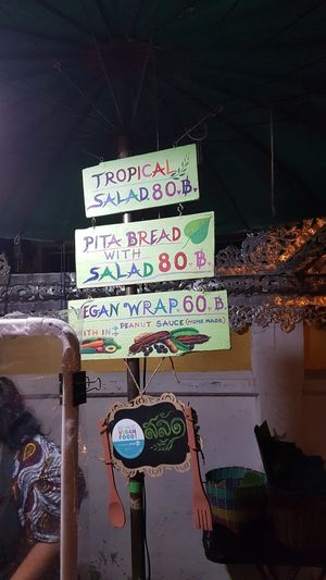 The price list as of August 2020 at Night Market - Vegan Wrap Stall in Pai