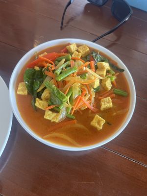 Fried red curry vegetables and tofu  at Lucky in Koh Samui