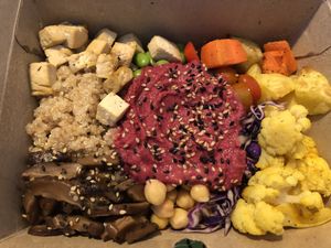 Buddha bowl in takeaway box at Soul ALife - Changi City Point in East Singapore