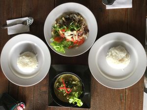 green curry and mushroom salad at Sri Chiang Yeun House in Chiang Mai