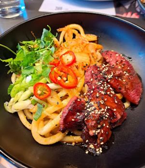 Fake steak noodles at Wagamama in Birmingham