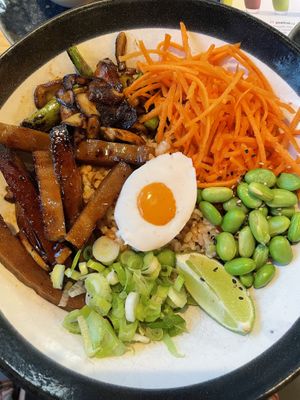 Stir fry/bowl with vegan egg (old item)  at Wagamama in Birmingham