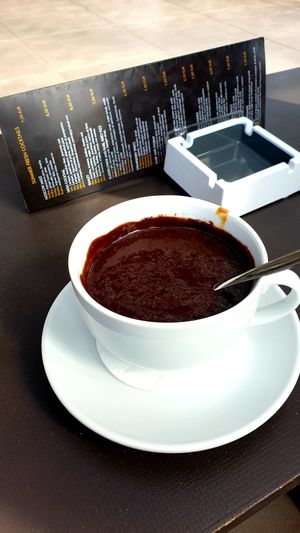 Hot chocolate with peanut butter at Kavarna Cacao in Portoroz