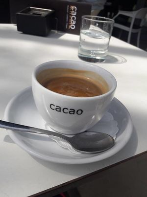 Coffee with rice mylk.

Photo by: ‎Eva J. on Facebook at Kavarna Cacao in Portoroz