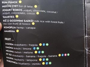 Menu.

Photo by: ‎Abbie D. on Facebook at Kavarna Cacao in Portoroz