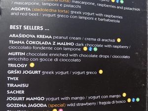 Menu.

Photo by: ‎Abbie D. on Facebook at Kavarna Cacao in Portoroz