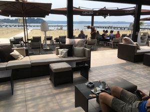 Cacao is situated right on the beach :) at Kavarna Cacao in Portoroz