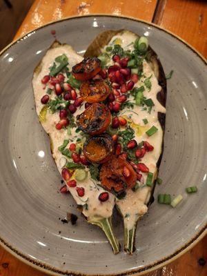 Roasted aubergine at Shouk in Drumcondra