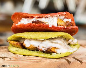 Airfried Plantains & Vegan Cheese Arepas at Reina Vegana in Hollywood