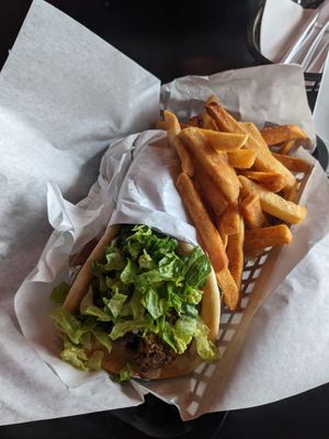 "beef" shawarma pita with fries at Eat a Pita in Louisville