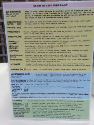 Dessert menu at Revival in Whitstable