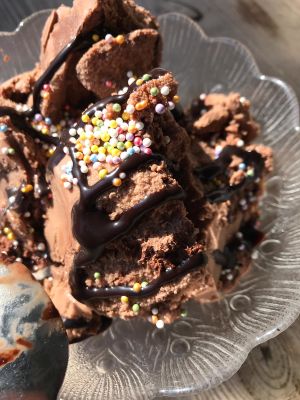 Chocolate truffle fudge with topping  at Revival in Whitstable