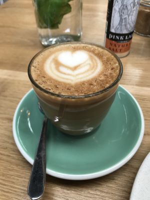 Oat milk latte at Little Things Coffee in Blackburn