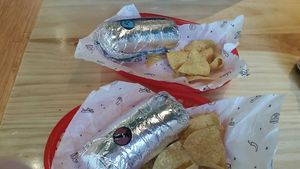 Chickpea burrito  (vegan), veg and Tofu burrito (vegetarian/can be made vegan) at Beach Burrito in Newcastle