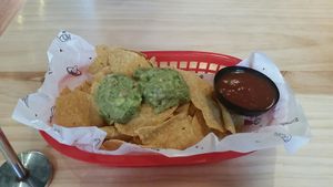 Corn chips with guacamole and salsa at Beach Burrito in Newcastle