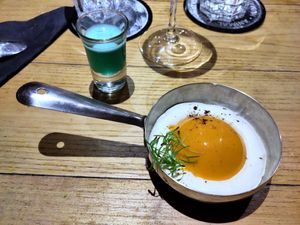 'Poached egg' dessert (feat. La belle verte) at L'Embargo in Toulouse