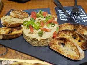 Hummus with olives at L'Embargo in Toulouse