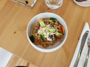 chickpea salad. was amazing at Way2live Cafe & Pantry in Hammondville