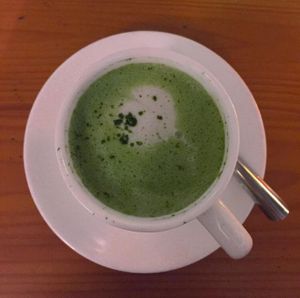 Soy matcha latte ???  at Green Cottage in Outlying Islands