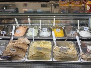 The back row are the dairy free flavours  at Gio Gelatetia in Kralendijk