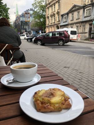 Pineapple pastry yum! at Mazā Terapija in Riga