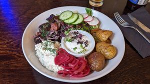 Aubergine herring bowl at Mazā Terapija in Riga