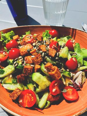 tempeh salad at Mazā Terapija in Riga