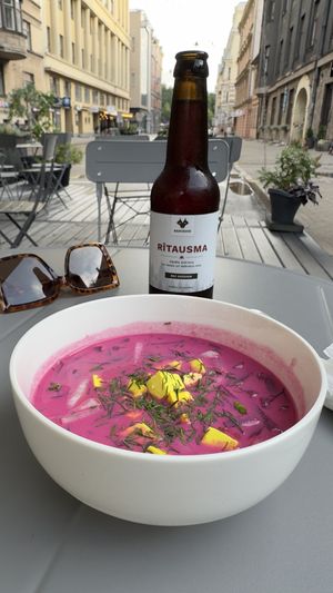 Cold beetroot soup    at Mazā Terapija in Riga