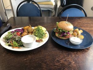 Fishburger and Schnitzel   at Mazā Terapija in Riga