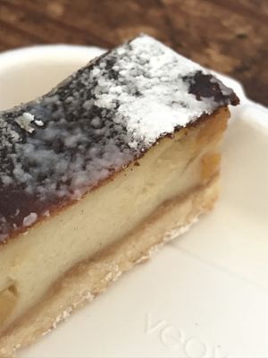 cheesecake made out of firm tofu  at Mazā Terapija in Riga