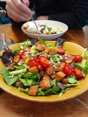 Tempeh salad at Mazā Terapija in Riga