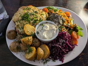 Seitan schnitzel at Mazā Terapija in Riga