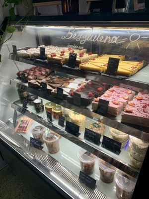 Case full of dessert options   at Mazā Terapija in Riga