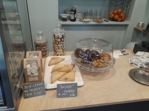 Pastries on counter  at Mazā Terapija in Riga