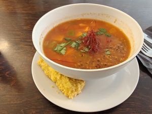 Chipotle sweet potato soup at Mazā Terapija in Riga
