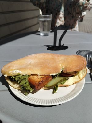 Sandwich with tofu at Mazā Terapija in Riga