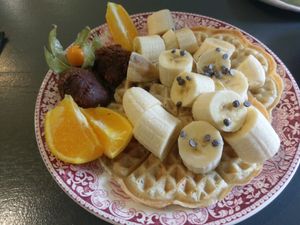 Waffle... I was not a fan of this. at Mazā Terapija in Riga