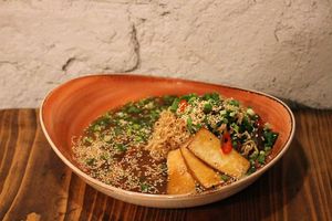 Dinner menu dish - Ramen!  at Mazā Terapija in Riga