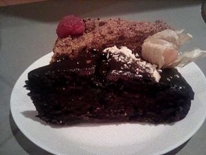 Slice of brownie at Mazā Terapija in Riga