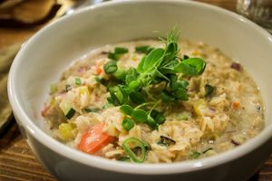 savoury oatmeal with vegetables at Mazā Terapija in Riga