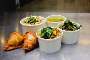 Some sides and samosas! at Bridges Nepali Cuisine - Northside in Cincinnati