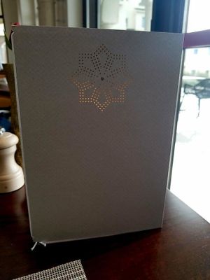 Silver front of the Vegan A-La-Carte menu at Azur - Four Seasons Hotel in Tunis