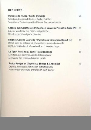 Dessert Menu! all vegan at Azur - Four Seasons Hotel in Tunis