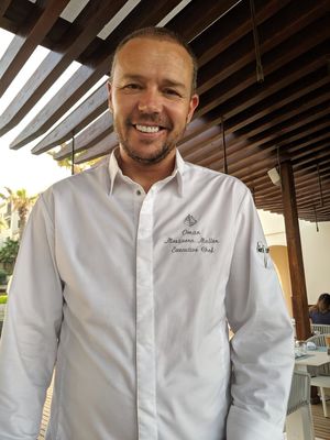 Executive Chef Omar Mosquera Mallen, who created the vegan menu. Really warm, friendly person who made us a customized, multi-course, off-menu vegan meal tonight! It was wonderful! at Azur - Four Seasons Hotel in Tunis