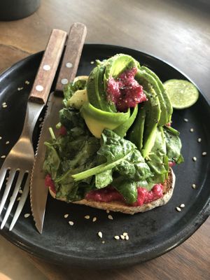Avocado toast, very small….  at Organi-K in Sayulita