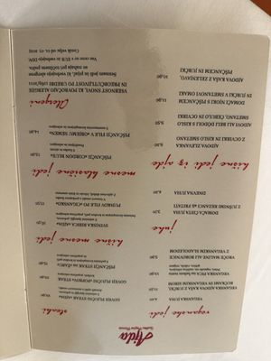 Menu  at Gostilna in Picerija Ajda in Cankova
